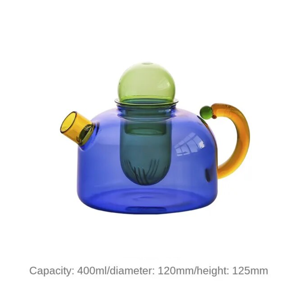 Contrasting Color Heat Resistant Glass Teapot